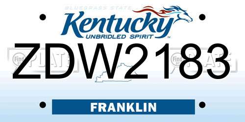 ZDW2183 Kentucky License Plate