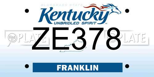 ZE378 Kentucky License Plate