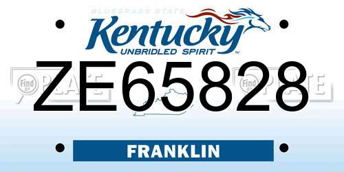 ZE65828 Kentucky License Plate