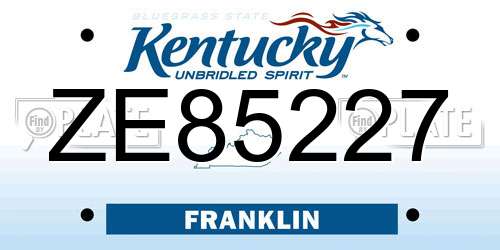 ZE85227 Kentucky License Plate