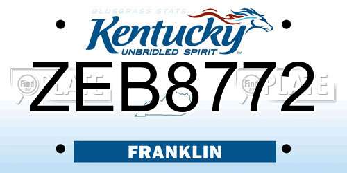 ZEB8772 Kentucky License Plate