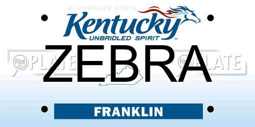 ZEBRA Kentucky License Plate