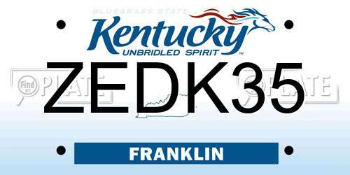 ZEDK35 Kentucky License Plate