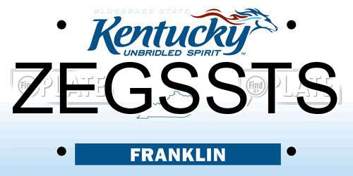 ZEGSSTS Kentucky License Plate