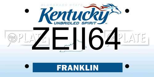 ZEII64 Kentucky License Plate