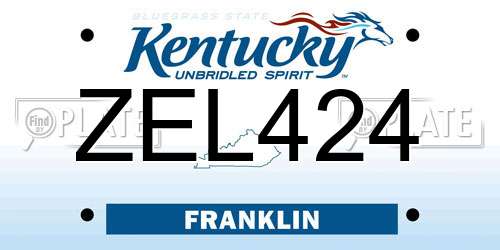 ZEL424 Kentucky License Plate