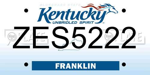 ZES5222 Kentucky License Plate