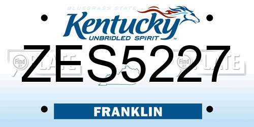 ZES5227 Kentucky License Plate