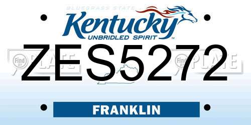 ZES5272 Kentucky License Plate