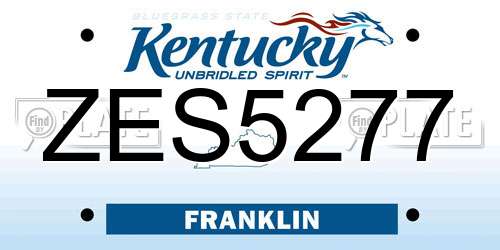 ZES5277 Kentucky License Plate