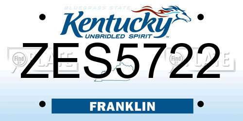 ZES5722 Kentucky License Plate