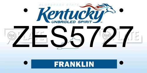 ZES5727 Kentucky License Plate