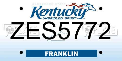 ZES5772 Kentucky License Plate