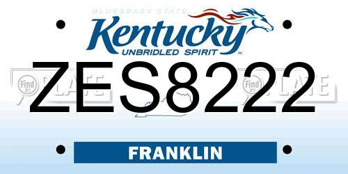 ZES8222 Kentucky License Plate