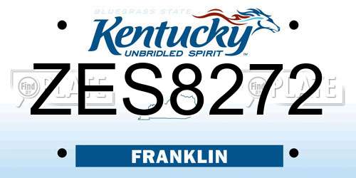 ZES8272 Kentucky License Plate