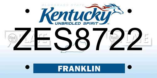 ZES8722 Kentucky License Plate