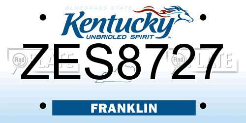 ZES8727 Kentucky License Plate