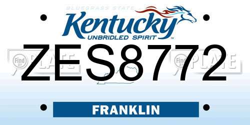 ZES8772 Kentucky License Plate