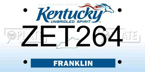 ZET264 Kentucky License Plate