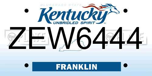 ZEW6444 Kentucky License Plate
