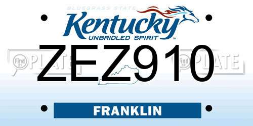 ZEZ910 Kentucky License Plate