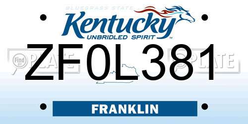 ZF0L381 Kentucky License Plate
