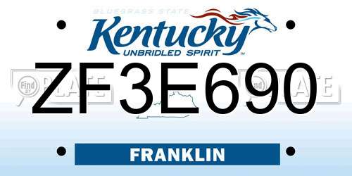 ZF3E690 Kentucky License Plate