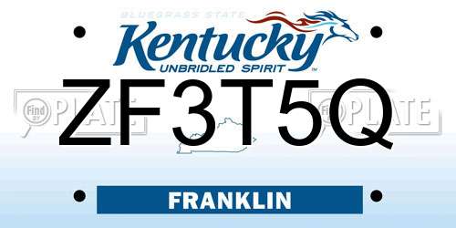 ZF3T5Q Kentucky License Plate
