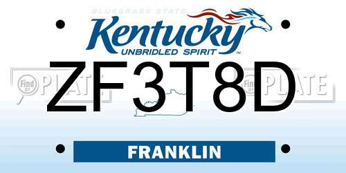ZF3T8D Kentucky License Plate