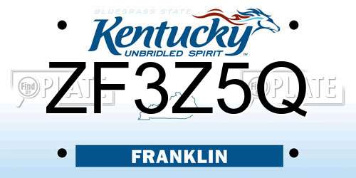 ZF3Z5Q Kentucky License Plate