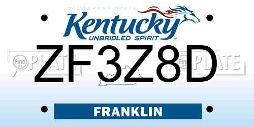 ZF3Z8D Kentucky License Plate