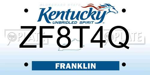 ZF8T4Q Kentucky License Plate