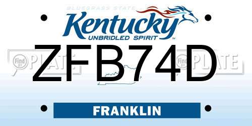 ZFB74D Kentucky License Plate