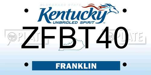 ZFBT40 Kentucky License Plate