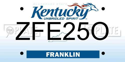 ZFE25O Kentucky License Plate
