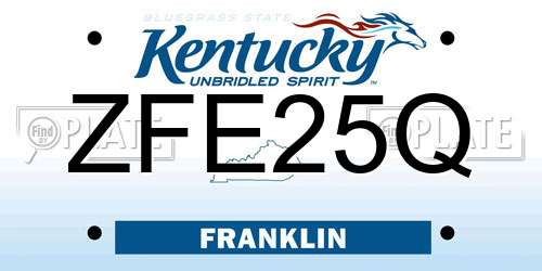 ZFE25Q Kentucky License Plate