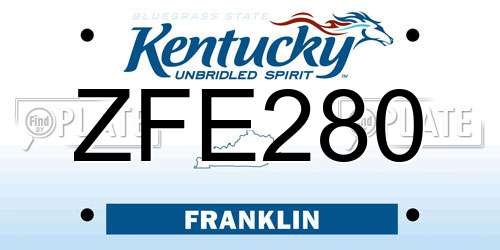 ZFE280 Kentucky License Plate