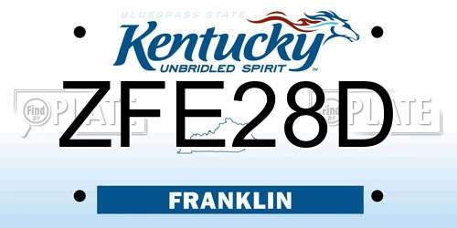 ZFE28D Kentucky License Plate