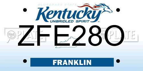 ZFE28O Kentucky License Plate