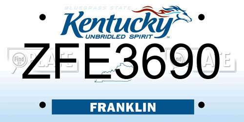 ZFE3690 Kentucky License Plate