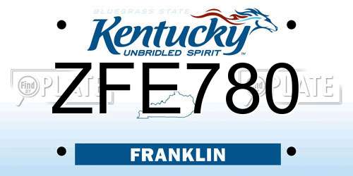 ZFE780 Kentucky License Plate