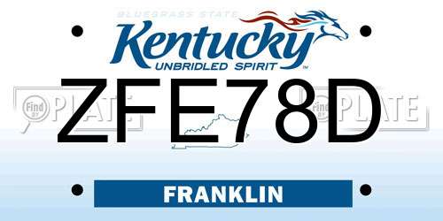 ZFE78D Kentucky License Plate