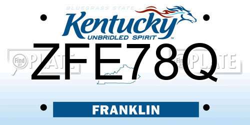 ZFE78Q Kentucky License Plate