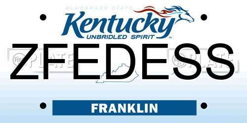 ZFEDESS Kentucky License Plate