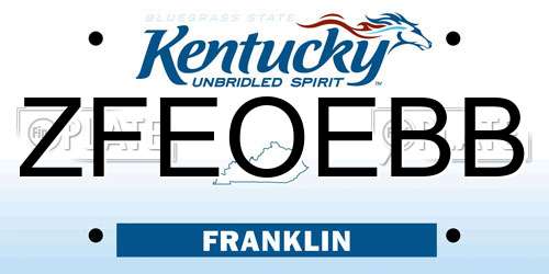 ZFEOEBB Kentucky License Plate