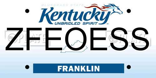 ZFEOESS Kentucky License Plate