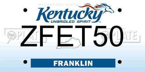 ZFET50 Kentucky License Plate