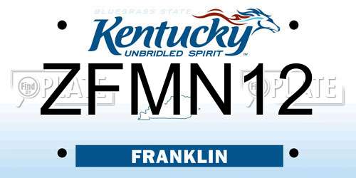 ZFMN12 Kentucky License Plate