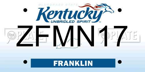 ZFMN17 Kentucky License Plate