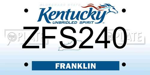 ZFS240 Kentucky License Plate